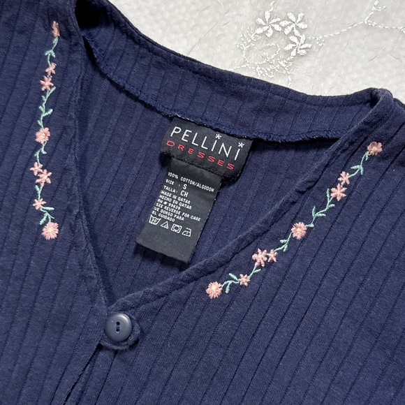 vintage y2k navy blue embroidered bolero mini cardigan – size small - Picture 3 of 3